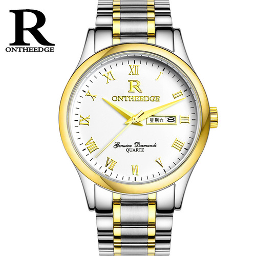 Ruizhiyuan Waterproof Business Stainless Steel Strap Quartz Men's Watch Women's Watch Student Non-Mechanical Men's Watch