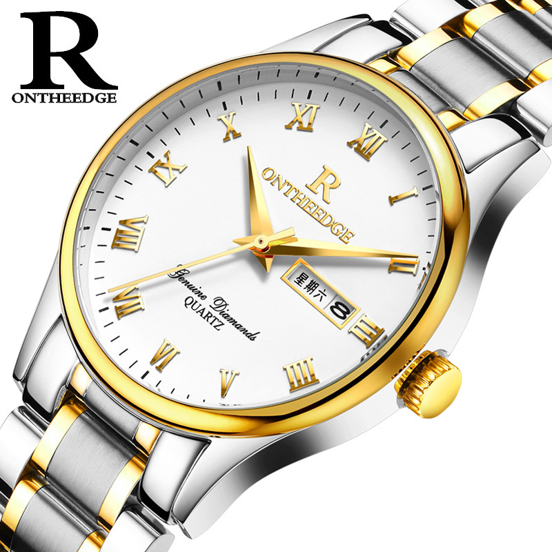Ruizhiyuan Genuine Waterproof Business Large Dial Stainless Steel Strap Quartz Watch Watch Student Watch Men