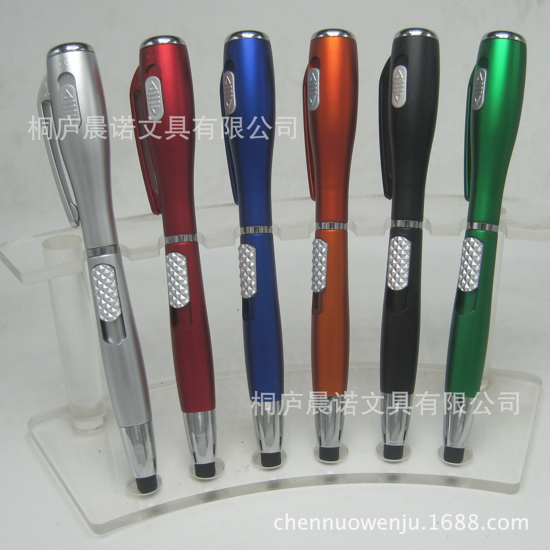 Directo de fábrica de la lámpara LED luminosa Pluma de Prensa de plástico pluma capacitiva de regalo multifuncional pluma