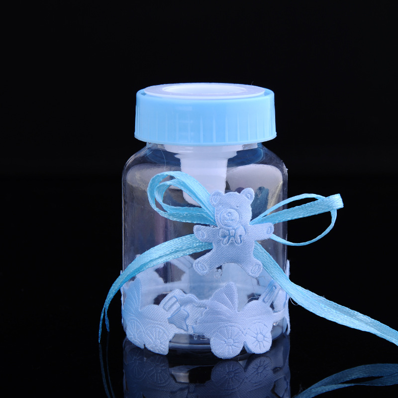 Caja de dulces de plástico con forma de pequeña botella de leche, caja de dulces para celebrar el primer mes del bebé o los 100 días, caja de dulces para boda, recuerdo de boda. image 6