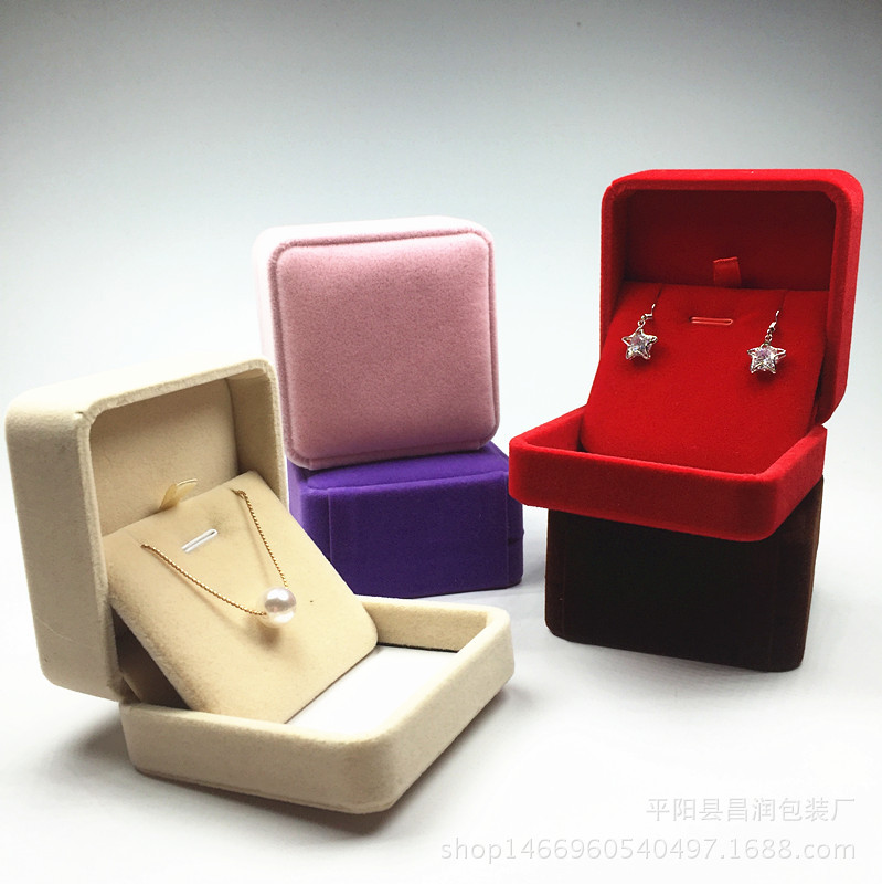 现货优惠批发圆角纯色绒布小吊坠盒耳环挂件饰品盒珠宝首饰包装盒