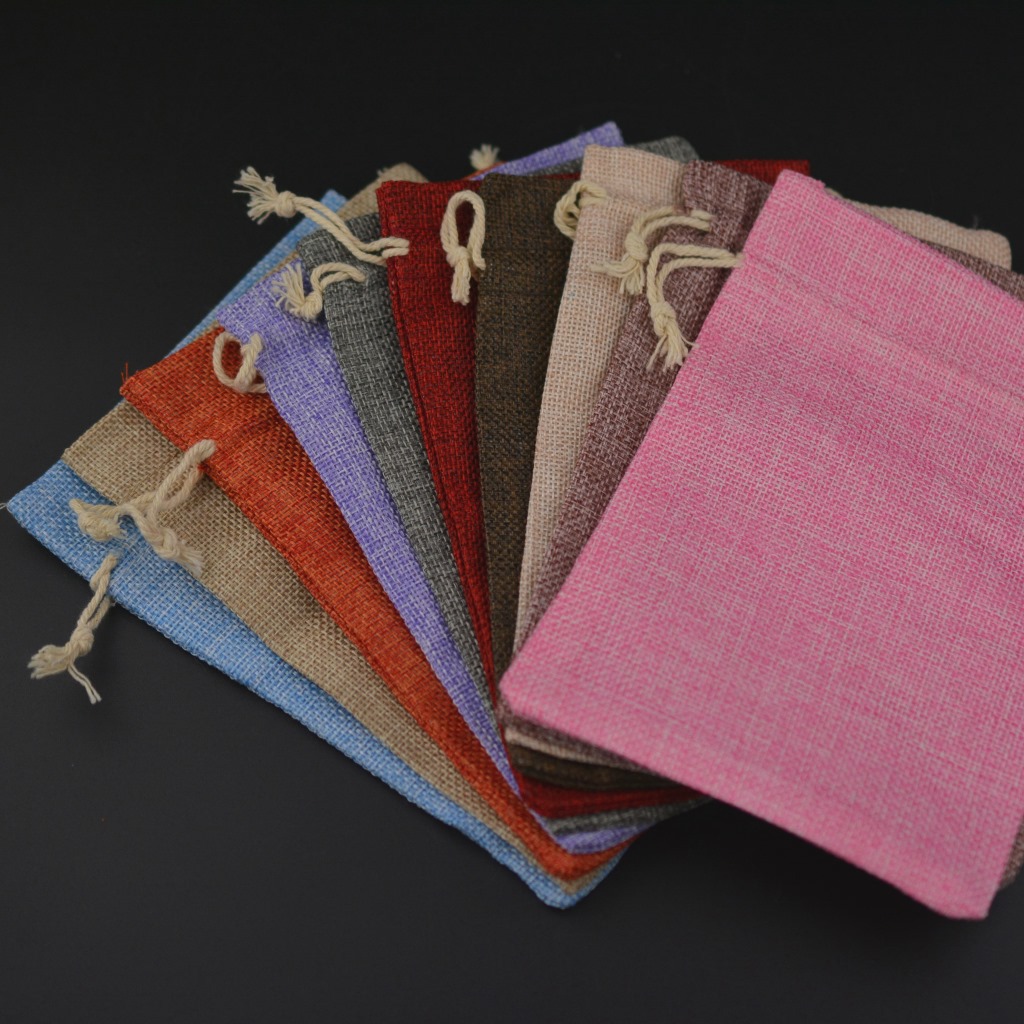 13*18CM麻布束口袋 礼品首饰袋 拉绳袋批发 颜色随机 库存出理