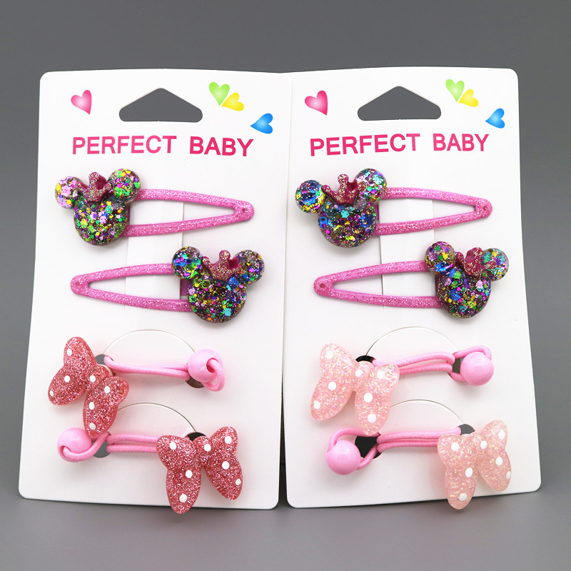 Dibujos animados Glitter corona Minnie arco traje niños bebé pelo lazo accesorios pelo cuerda banda de goma cuerda de pelo