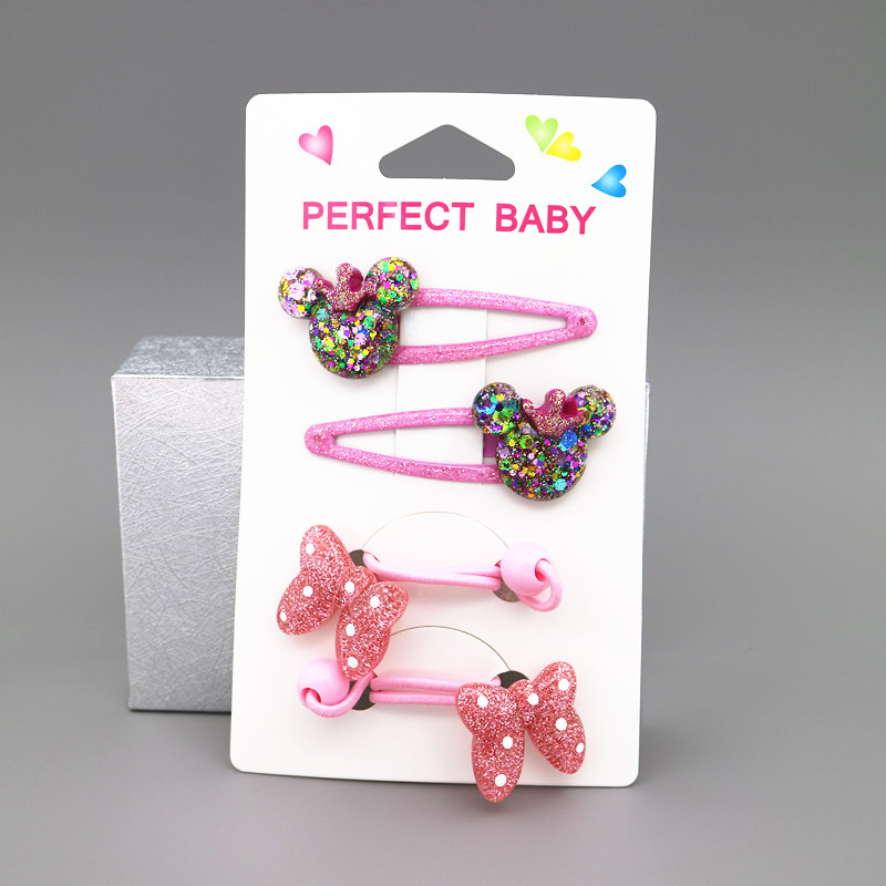 Dibujos animados Glitter corona Minnie arco traje niños bebé pelo lazo accesorios pelo cuerda banda de goma cuerda de pelo