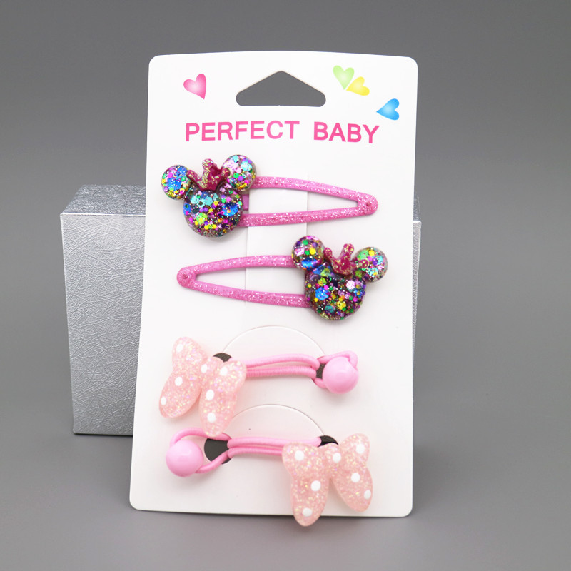 Dibujos animados Glitter corona Minnie arco traje niños bebé pelo lazo accesorios pelo cuerda banda de goma cuerda de pelo