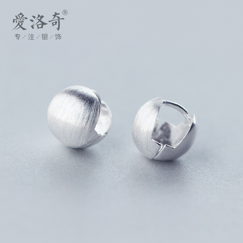 Pendientes de bola redonda cepillado de plata de ley S925, estilo europeo y americano, lujo ligero, temperamento de moda, diseño personalizado, pendientes, pendientes E0320