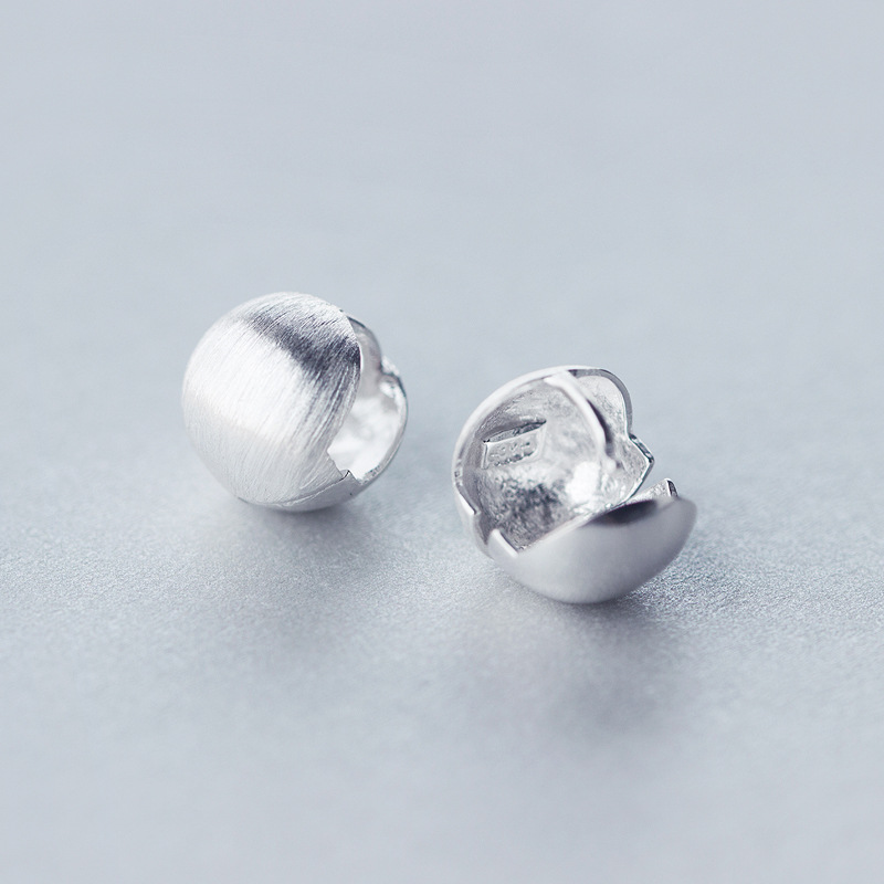 Pendientes de bola redonda cepillado de plata de ley S925, estilo europeo y americano, lujo ligero, temperamento de moda, diseño personalizado, pendientes, pendientes E0320