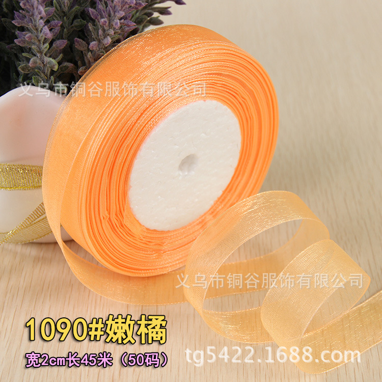 Para el comercio electrónico transfronterizo cinta transparente arco cinta de gasa 2,5 cm cinta de gasa de color DIY accesorios para el cabello