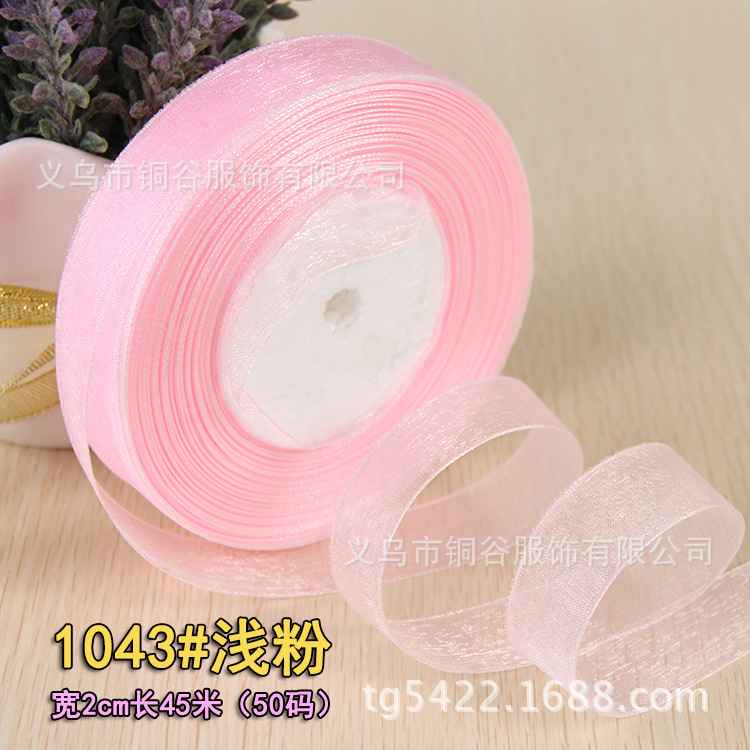 Para el comercio electrónico transfronterizo cinta transparente arco cinta de gasa 2,5 cm cinta de gasa de color DIY accesorios para el cabello