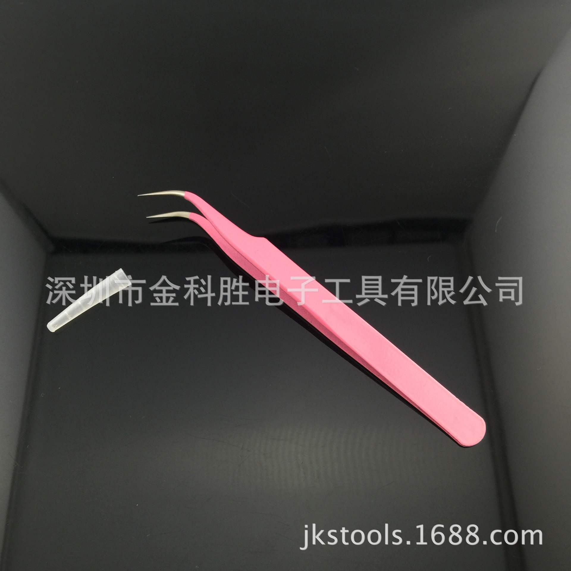 工厂直批粉红色不锈钢镊子15号弯头鹰嘴彩色镊子高精密做工尖头