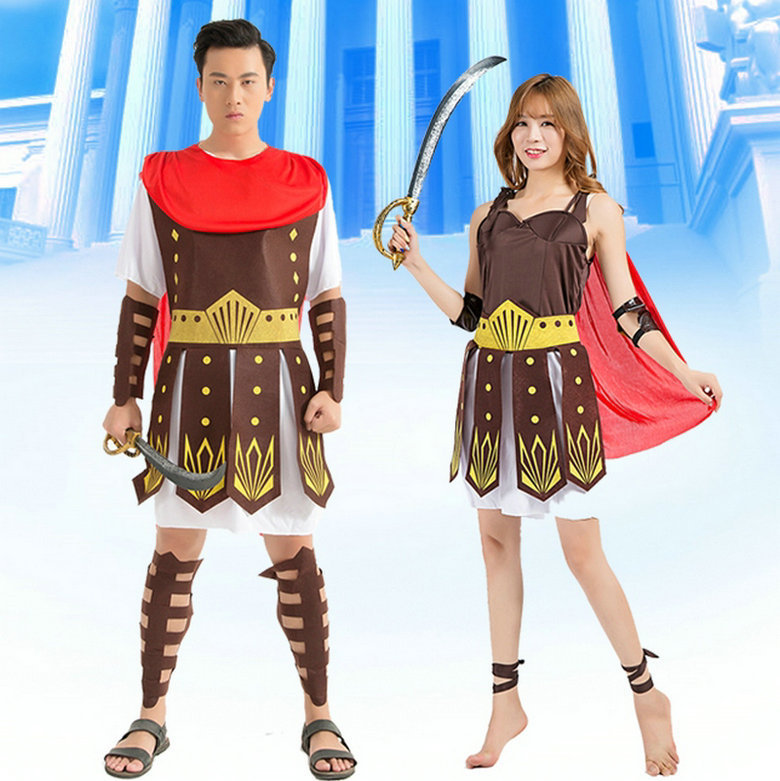 Halloween Costume Roman Warrior Costume Stage Show Costume COS Couple Costume Roman Woman Warrior Costume