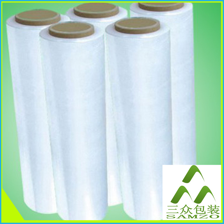 FUENTE Rollo grande de fábrica PE máquina de embalaje película de bobinado bandeja transparente que envuelve película de embalaje de plástico autoadhesiva al por mayor