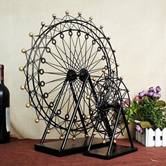 Iron handcrafted Ferris wheel ornament model can be rotated with detailed workmanship. Large, medium and small Ferris wheels are available in multiple colors.