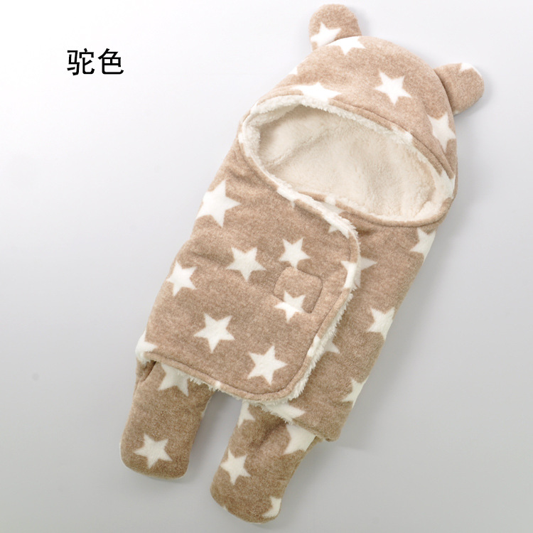 En stock al por mayor de bebé saco de dormir de otoño e invierno de dibujos animados swaddling saco de dormir Bebé espesado impreso coral polar saco de dormir