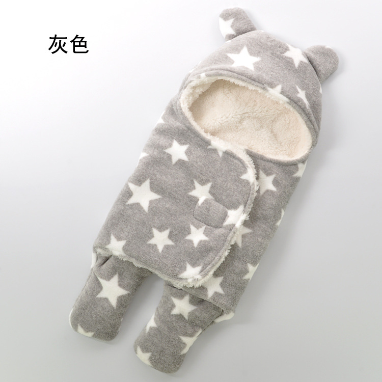 En stock al por mayor de bebé saco de dormir de otoño e invierno de dibujos animados swaddling saco de dormir Bebé espesado impreso coral polar saco de dormir