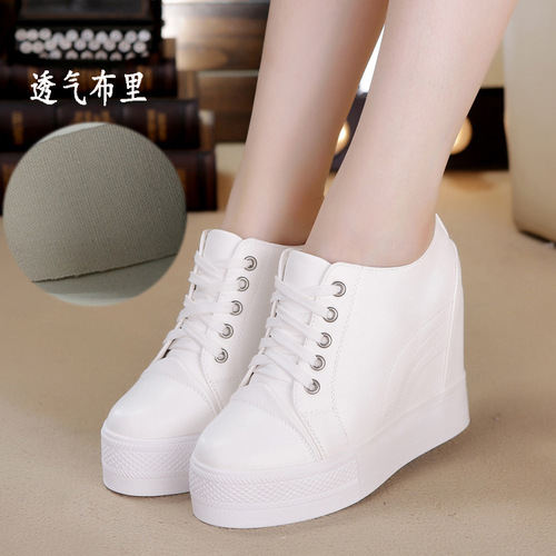  Autumn Women's Shoes New Thick-Soled Casual Sports Student Shoes Lace-Up Heels Single Shoes Women's One Piece Dropshipping