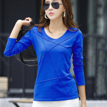 精品时尚女装2025春季新款韩版修身长袖女士T恤优质棉秋装批发