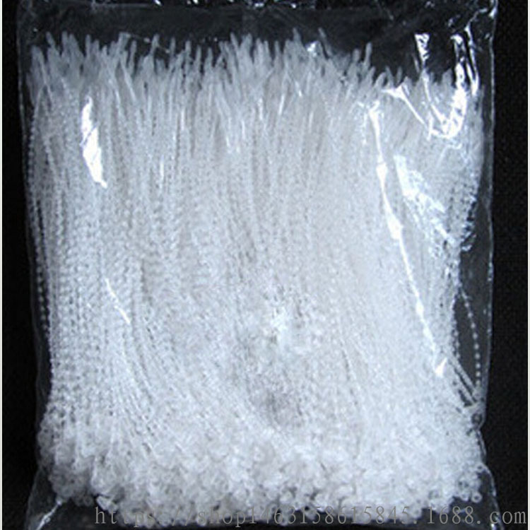 5英寸透明手穿针 白色子母扣扎带 珠连束线带  服装吊牌线 批发