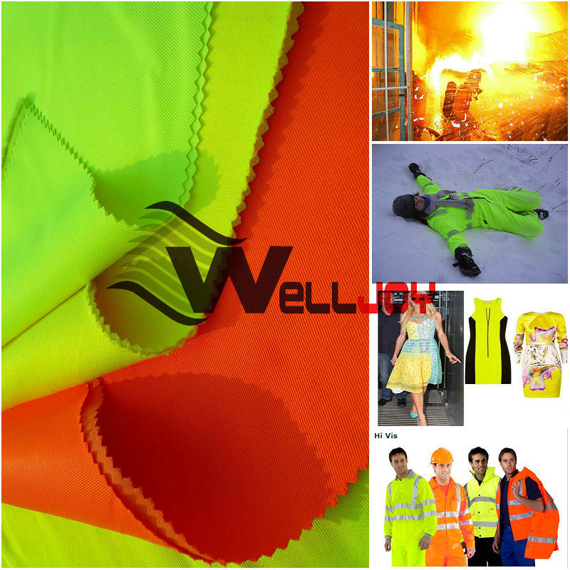春光绒三防户外运动美标荧光黄橙红三防涤棉布箱包用布