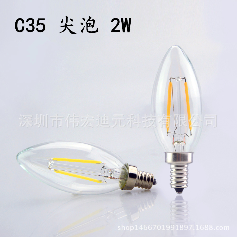 C35 E12 E14 E27 señaló LED luz de la vela COB brillante retro tungsteno lámpara 220V bola cristal bombilla