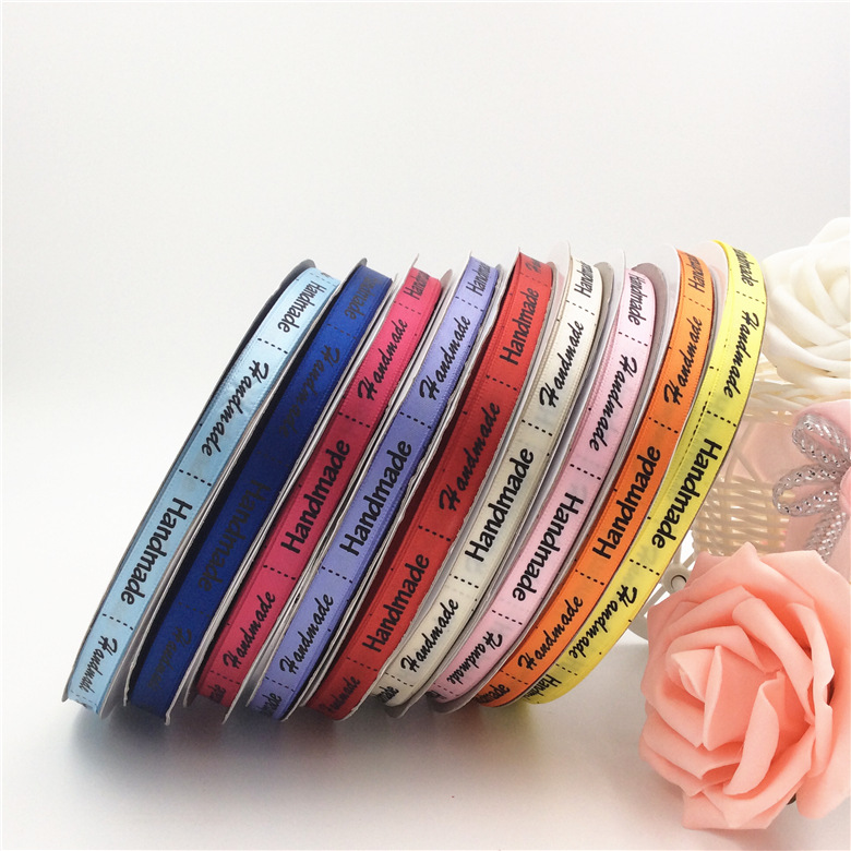1cm无光涤纶带Handmade商标印刷带diy服装辅料礼品包装带织带