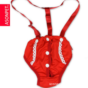 Asunpet pet clothes anti-harassment dog underwear bitch physiological pants method doo Teddy red net physiological pants