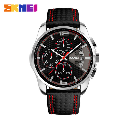 Momentum belt waterproof business men's watch Quartz three-eye six-hand running seconds passion fashion sports watch