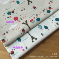 Поставки производителя льняной печати, льняные ткани, ремесла, мультфильмы башни, сумки для хранения, ткани с карманами