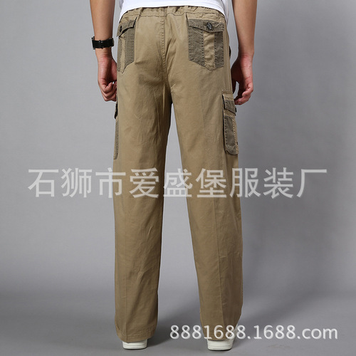 Men's Loose Fit Elastic Waist Running Pants - Thin, Plus Size, Mid-Age, Pure Cotton Casual Long Pants