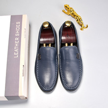 广州厂家直销批发2025新款真皮男士豆豆鞋平底休闲皮鞋套脚男鞋子
