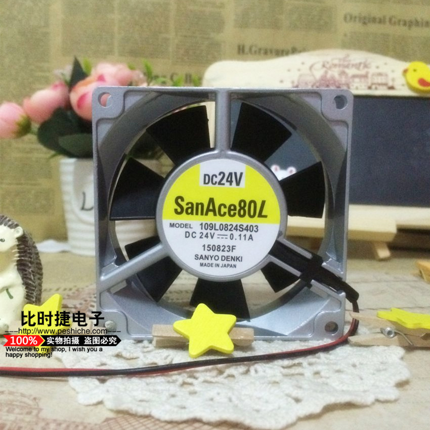 原装日本三洋 109L0824S403 8CM 8025 24V0.11A 2线铝框散热风扇
