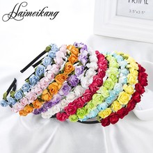 厂家旺销韩版头饰波西米亚沙滩玫瑰花朵发箍新娘花环发带批发