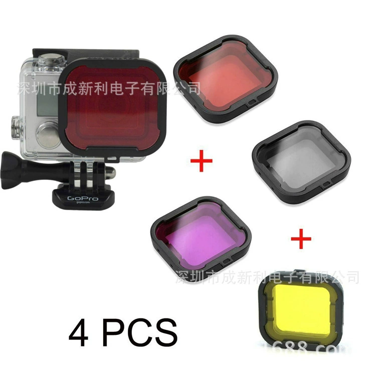 Подходит для GoPro Hero3+ – набор цветных фильтров для дайвинга, аксессуары.
