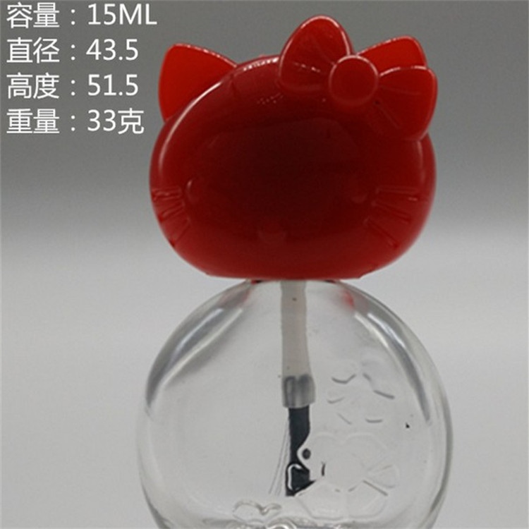 卡通螺纹盖子15ML儿童指甲油空瓶 玻璃护甲油瓶 卡通指甲油盖刷