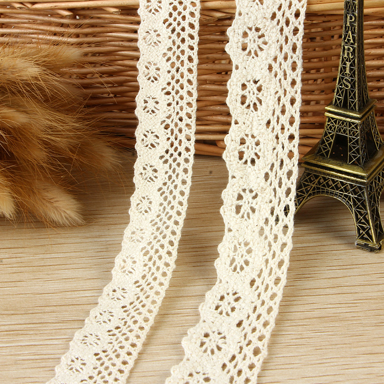 厂家直销车轮棉线花边帽子家f A款本白细线2CM B款本白粗线2.5CM