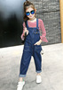 Denim overall, autumn trousers, fashionable long-sleeve, suitable for teen, western style