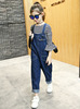 Denim overall, autumn trousers, fashionable long-sleeve, suitable for teen, western style