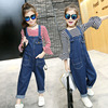 Denim overall, autumn trousers, fashionable long-sleeve, suitable for teen, western style