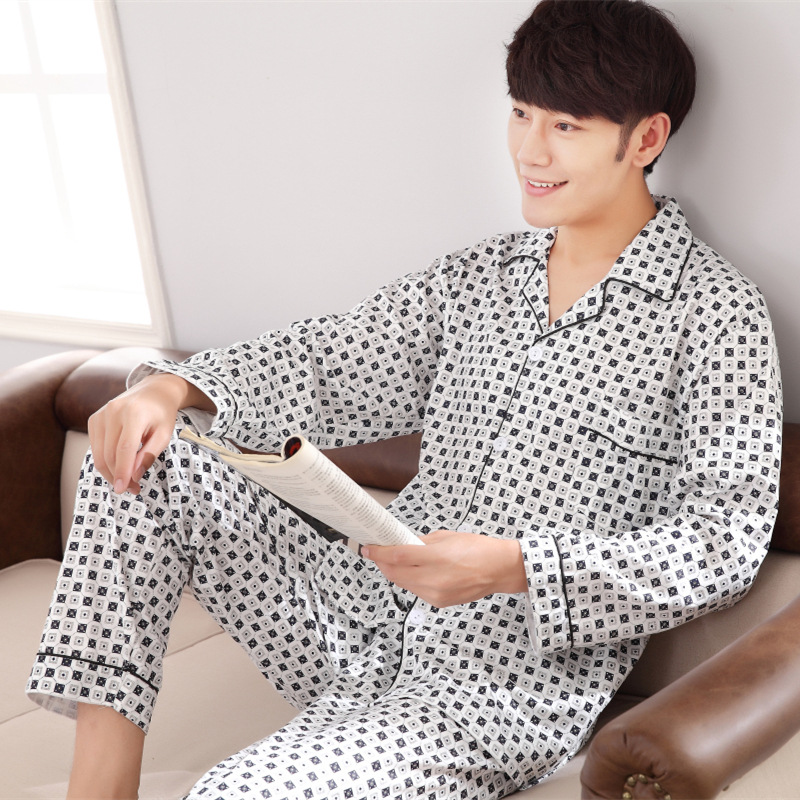 Conjunto de Pijama de Manga Larga para Hombre de Algodón de Punto Cómodo para Hogar image 11