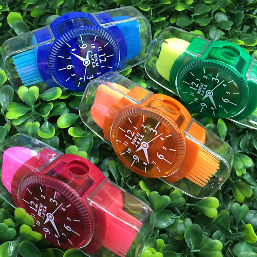 Factory direct supply of creative watch shape pencil sharpener, pencil planer, brush, rubber pencil sharpener, three-in-one combination wholesale