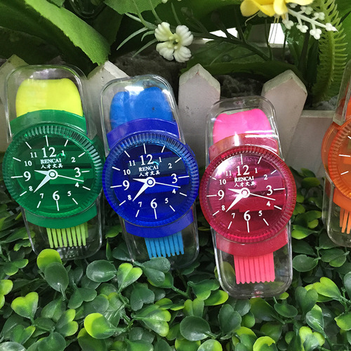 Factory direct supply of creative watch shape pencil sharpener, pencil planer, brush, rubber pencil sharpener, three-in-one combination wholesale