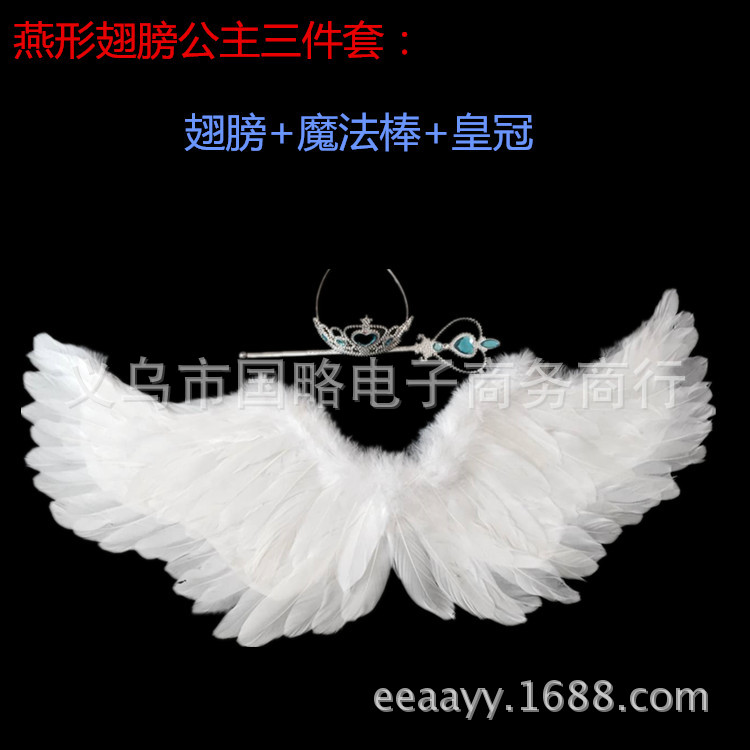 Alas de Ángel en forma de golondrina alas de plumas apoyos niños alas de rendimiento adulto al por mayor