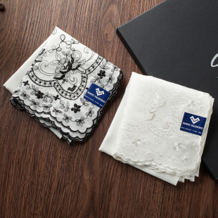 High-grade embroidery pure cotton ladies brand handkerchief Wedding Commemorative Pro light luxury gift