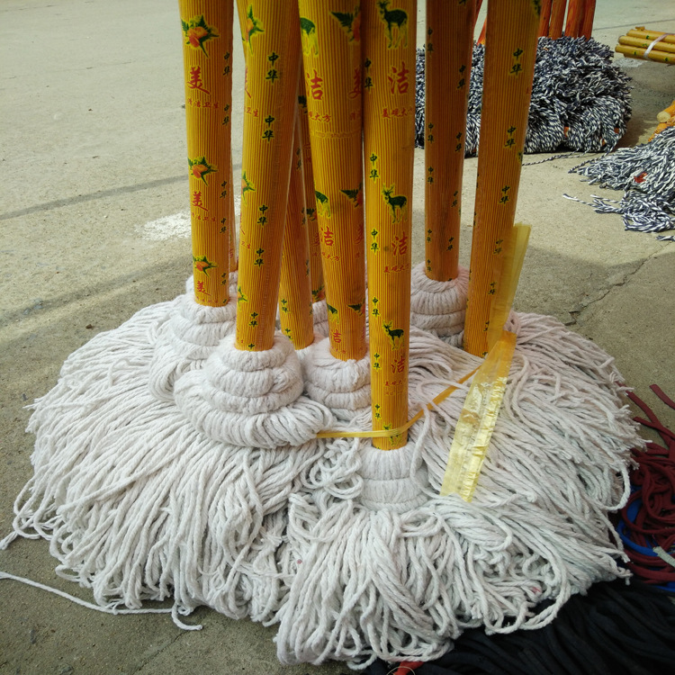 Shihua Trading Traditional Mop Round Head Mop with White Line Thread Mop White Cotton Absorbs Water Well and Does Not Shed Lint