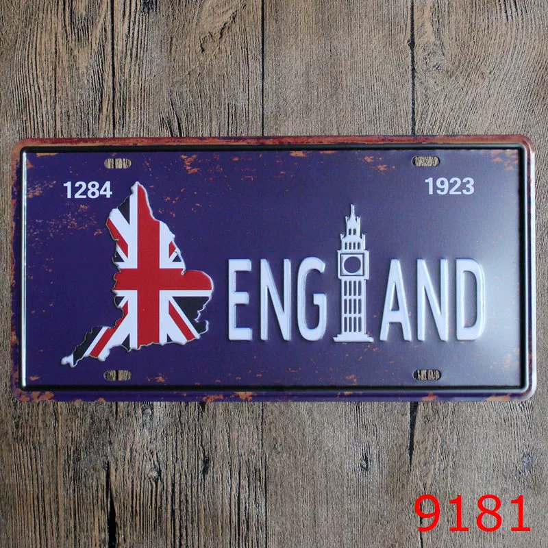 License Plate Tin Sign PT-22, 30×15 cm Frameless Retro Wall Decor for Restaurants