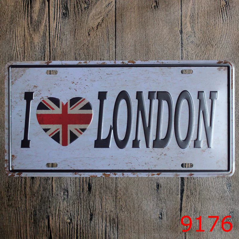 License Plate Tin Sign PT-22, 30×15 cm Frameless Retro Wall Decor for Restaurants