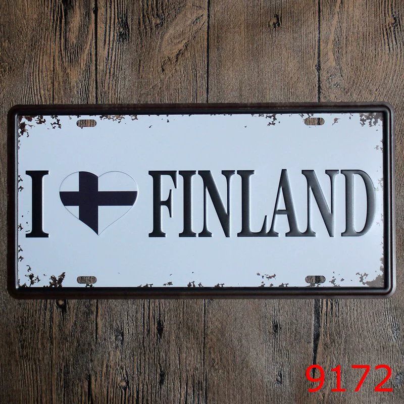 License Plate Tin Sign PT-22, 30×15 cm Frameless Retro Wall Decor for Restaurants