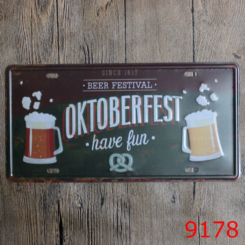 License Plate Tin Sign PT-22, 30×15 cm Frameless Retro Wall Decor for Restaurants