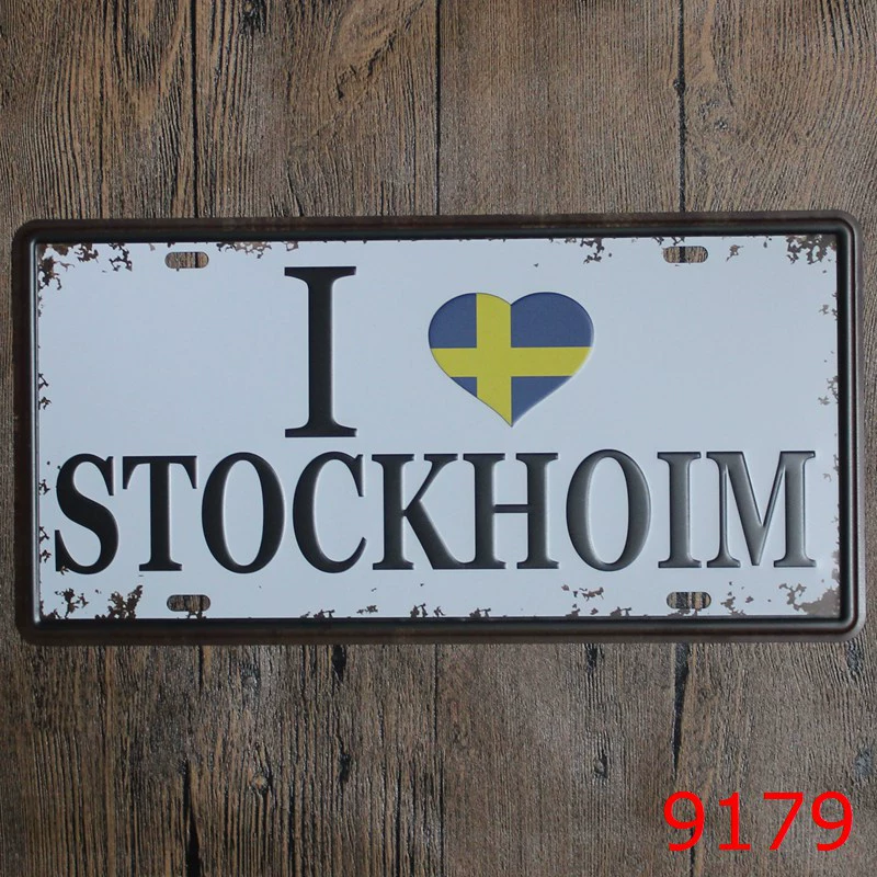 License Plate Tin Sign PT-22, 30×15 cm Frameless Retro Wall Decor for Restaurants