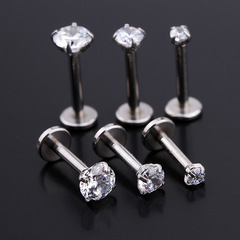 Amazon titanium steel piercing jewelry with diamond zircon inner tooth lip nail inlaid with diamond lip ring long stem earrings